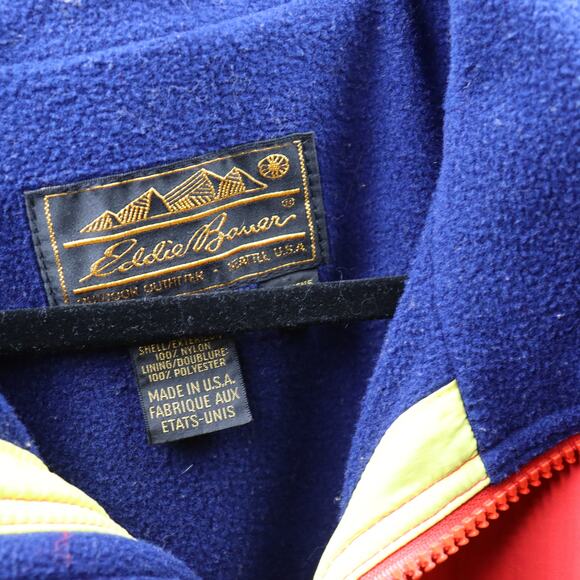 Vintage Eddie Bauer Made in USA Red Nylon Fleece Lined Jacket Size L - Picture 3 of 3